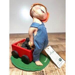 Annalee Doll Society Exclusive Little Rott Kid Figurine With Red Wagon & Puppies